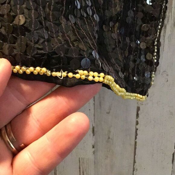 Blouse vintage sequin Joseph Le Bon silk blouse size large missing few beads on - Picture 5 of 7